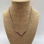 Vintage Rhinestone Choker Collar V Necklace Purple Clear Rhinestones 16" Sparkly Photo 0