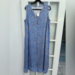 J.Jill  Border Print Maxi Dress Floral Blue Cottage Boho Paisley Size XL NWT Photo 2