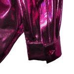 Anthropologie  Bright‎ Pink Metallic Shine Long Sleeve Blouse EUC $98 Size XS Photo 5