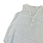Magaschoni White Taupe Stripe Sleeveless Shirt Top Blouse 100% Linen Size Small Photo 4