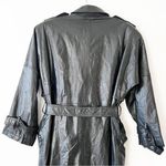 Vintage Black Leather Belted Trench Coat Size 10 Photo 5