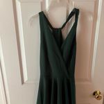 Lulus Wonder Whirl Dark Green Twist Back Skater Dress Photo 1