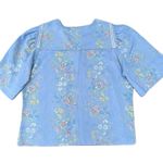 Vintage 80s Floral Blue Button Up Blouse Size 24W Photo 1