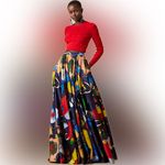 NWT Ralph Lauren Purple Label MAQUIRE Cotton Satin Artist Paint Splatter Skirt 6 Red Photo 1