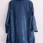 Chico's Chico’s Tunic Top 12 Silk Cheetah Animal Print Metallic Navy Blue Cocktail Party Photo 5