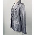 Vintage Y2k Metallic Leather Blazer Jacket Collared Silver Purple Lilac 1X 16W Photo 5