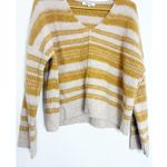 Madewell  Space-Dyed Staley V-Neck Pullover Sweater Size Large Yellow Stripe Photo 9