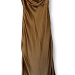 Revelry Skye Satin Cowl Neck Maxi Bridesmaid Dress Brown Size 10 Photo 0