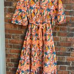 Aura  womens Just Follow Me floral tiered boho maxi dress orange XL Photo 0