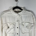 Elan  Denim‎ Jean Jacket Embroidered Rock And Roll Fringe Trim Boho Hippie Size S Photo 2