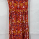 Abel the label Floral Modi Dress Women Small Orange Red Peasant Prairie Bohemian Photo 0