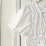 Saks 5th Avenue Saks Fifth Avenue White Tiered Gathered Cotton Midi Puff Sleeve Dress Medium Photo 4