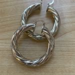 Boutique Twisted Silver Hoop Earrings Photo 0