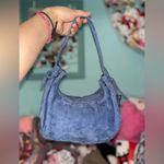 Fossil Forever By  Y2K style Blue suede shoulder bag with embroidered floral Photo 5