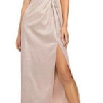 Adrianna Papell Aiden Maddox V Neck Lured Knit Gown Sparkle Metallic Size 0 Photo 0