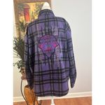 Disney  Marvel Flannel Shirt Womens L Purple Plaid Black Panther Wakanda Forever Photo 4