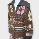 Lucky Brand Vintage Y2K Lucky Maxi Chunky Knit Wool Sweater Coat w/ Fringe – Brown S/M Boho Photo 6