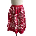 Anna Sui Red & White Floral Boho Wrap Skirt Vintage Peasant Cotton Size 8 Photo 1