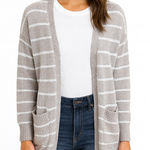 Nordstrom Size Small Tan and White Striped Cardigan Sweater Photo 0