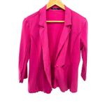 Nic + Zoe Pink Cotton Stretch Blazer Open Front Raw Edge Jacket Lagenlook L Size L Photo 6