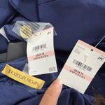 Nipon Boutique Asymmetrical Ruffle 1 Button Jacket & Wide Leg Pant Blue 10 Photo 2