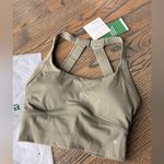 Halara SoftlyZero™ Plush Cut Out Cropped Yoga Tank Top Olive Green Size XS NWT Photo 3