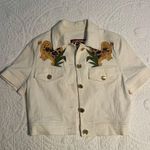 Christian Llinares Rare Vintage  White Embroidered Denim Shirt Photo 4