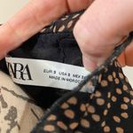 ZARA Polka Dot Sheer Long Sleeved Dress Black with tan dots sz S Photo 4