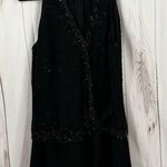 Vintage Jkara Women’s 12 Black High Neck Beaded Maxi Dress Photo 0