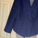 Mary Kay Single Button Cropped Tweed Blue and Black Blazer 10P Photo 5