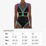 Popvil One Piece Swimsuit Tummy Control Cutout Black Neon Color Block Adj L NWT Size L Photo 2