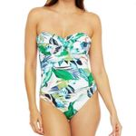 La Blanca NWOT In The Moment Bandeau One Piece Swimsuit Green Multi Print Size 2 Photo 1