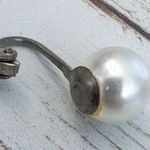 Vintage Clip On Earrings Simple Faux Pearl 3/8" Photo 3