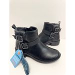 Easy Street Easy Streets Booties Size 5 Black Block Heel Faux Fur Lug Outsole Faux Leather Photo 4