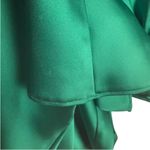 Ramy Brook Madeline Green Satin Plunge Neck Long Sleeve Gown Size 8 Photo 15