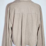 Love Tree  Long Sleeve Khaki Corduroy Cropped Button Down Shirt Size Large Photo 4