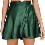 Boutique Emerald Green Silk Wrap Skirt Photo 0