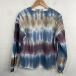 Boho Tie Dye Long Sleeve Sweatshirt size Medium with raw hem Blue Photo 5