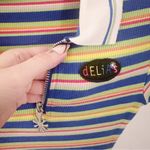 Dolls Kill x Delias Stripe Polo Zipper Mini Dress Ribbed Knit Rainbow Collared Photo 2