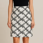 Ann Taylor  Skirt 12 NWOT Wool Silk Embroidered Floral Lace Midi White Black Photo 0
