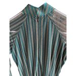 Green & Gold Striped Floral Embellished Long Sleeve Dress M 46d Size M Photo 4