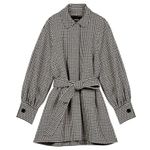 Maje  Galico Houndstooth Belted Coat In Blue / White Brown Size Photo 2