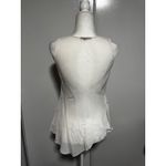 Vintage Sheer Ivory Lace Embellished V Neck Sleeveless Peplum Top size Medium Photo 2