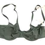 Aerie Smoothez by  Bra Balconette Sheer Mesh Unlined Underwire Olive Green 34C Photo 0
