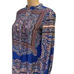 Antonio Melani  Blue Paisley Half Button Up Long Roll Tab Sleeve Shirt Dress Sz 4 Photo 7