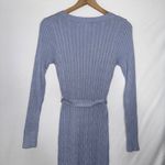 Merokeety Powder Blue Knit MIDI Dress V Neck Long Sleeve Photo 7