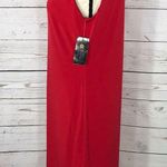 JM Collection Medium M Sheath Dress Sleeveless Red Lined Stretch V-Neck Photo 6