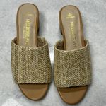 Melrose Ave. Los Angeles Women's Faux Raffia Block Heel Slide Sandals size6 Tan Size 6 Photo 2
