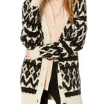 Lucky Brand  Diamond Fair Isle Long Boho Cardigan Black & Cream Womens Size Small Photo 4