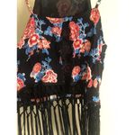 Forever 21 Strappy floral black tank top with fringe size M Photo 2